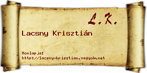 Lacsny Krisztián névjegykártya